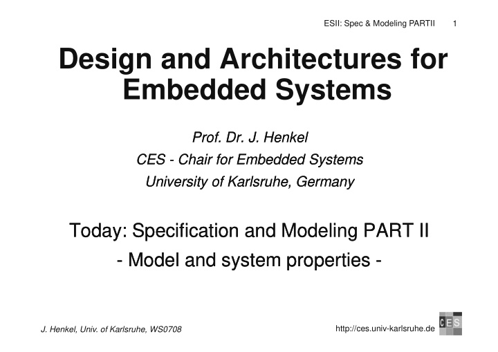 design and architectures for embedded systems