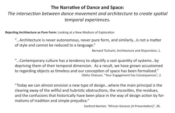 the narratjve of dance and space the intersectjon between