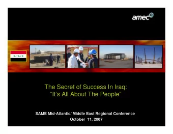 The Secret of Success In Iraq:  Its All About The People  SAME Mid-Atlantic/ Middle East