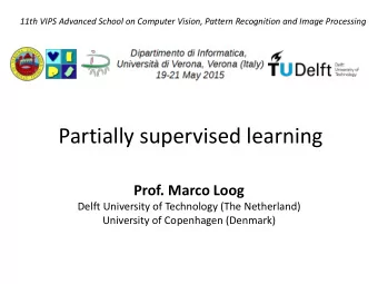Partially supervised learning  Prof. Marco Loog  Delft University of Technology (The Netherland)