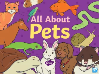 Pets  A pet is a type of animal  that usually lives with  people in a house. People  have lots of