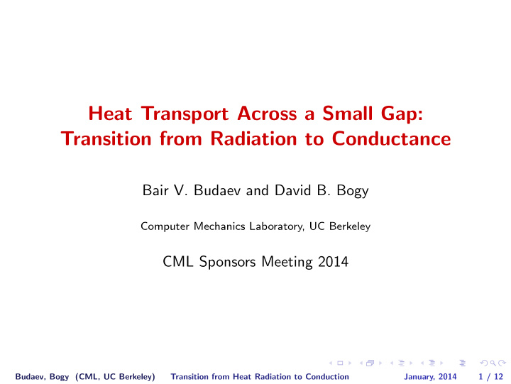 heat transport across a small gap transition from