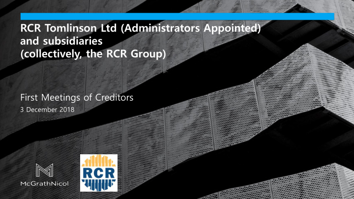 rcr tomlinson ltd administrators appointed