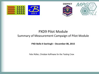 PXD9 Pilot Module  Summary of Measurement Campaign of Pilot Module  PXD Belle II SeeVogh