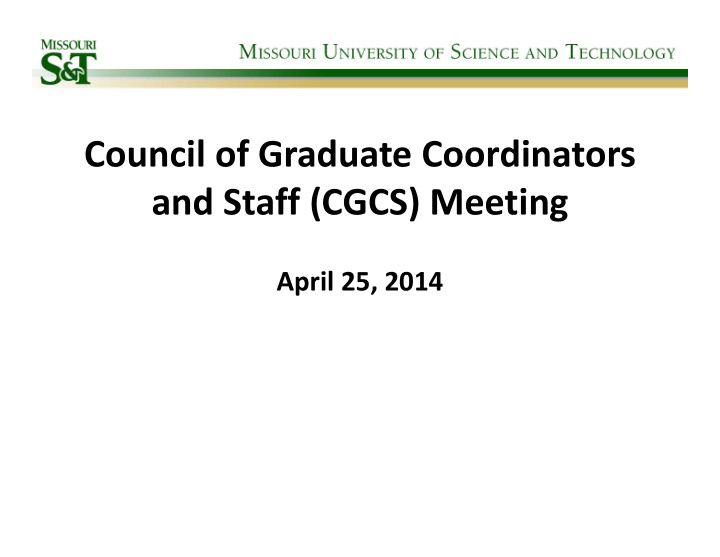 council of graduate coordinators and staff cgcs meeting