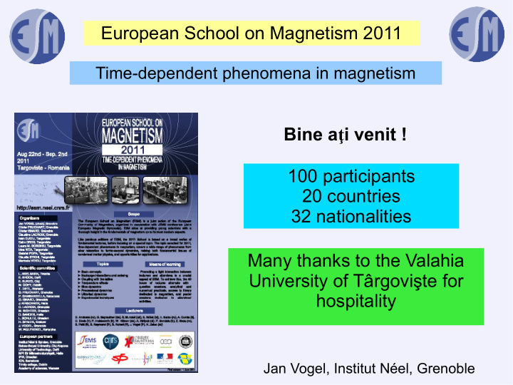 european school on magnetism 2011