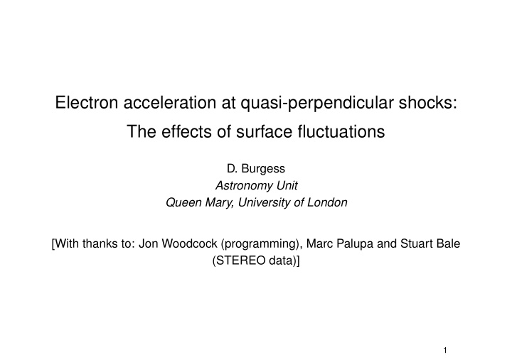 electron acceleration at quasi perpendicular shocks the