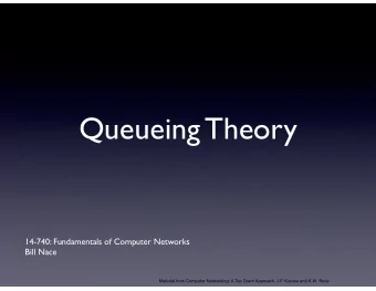 Queueing Theory  14-740: Fundamentals of Computer Networks  Bill Nace  Material from Computer