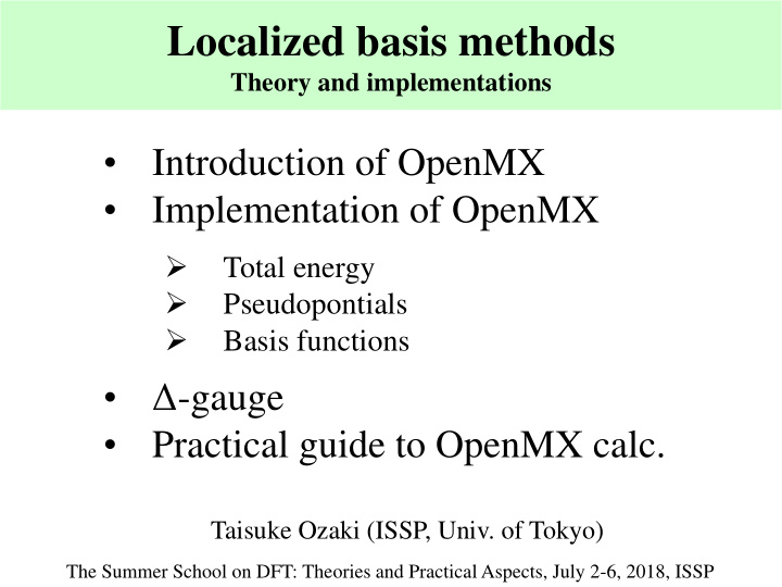 localized basis methods