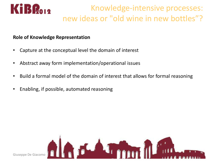 knowledge intensive processes new ideas or old wine in