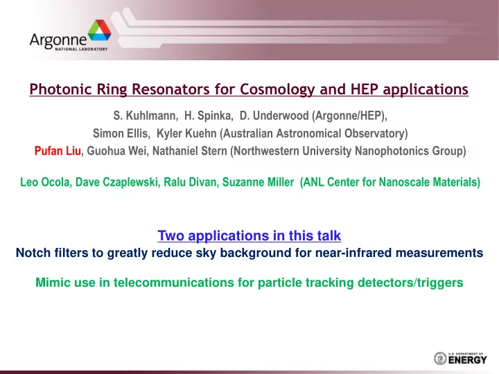 two applications in this talk