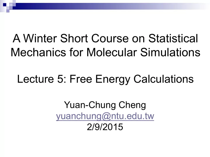 a winter short course on statistical mechanics for