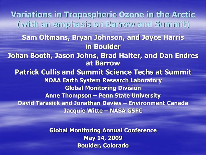variations in tropospheric ozone in the arctic with an