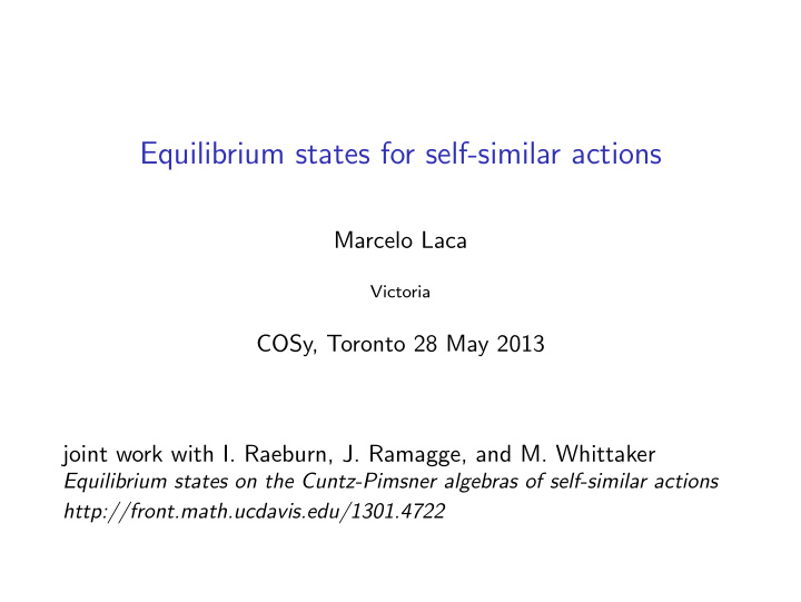 equilibrium states for self similar actions