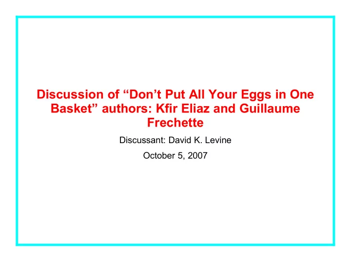 discussion of don t put all your eggs in one basket