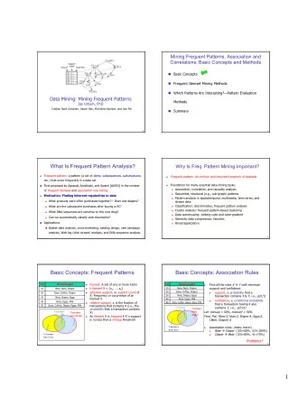 1  Closed Patterns and Max-Patterns  Closed Patterns and Max-Patterns A long pattern contains a