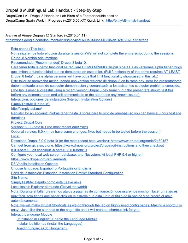 drupal 8 multilingual lab handout step by step