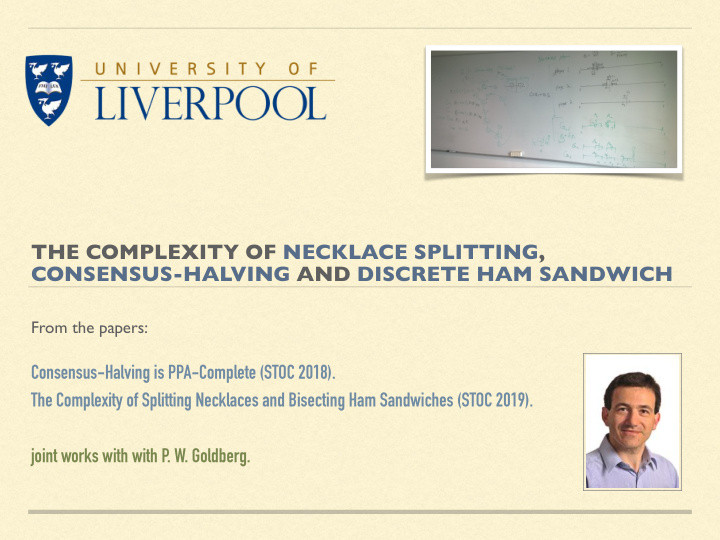 the complexity of necklace splitting consensus halving