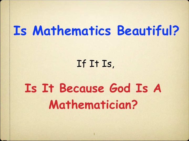 is mathematics beautiful