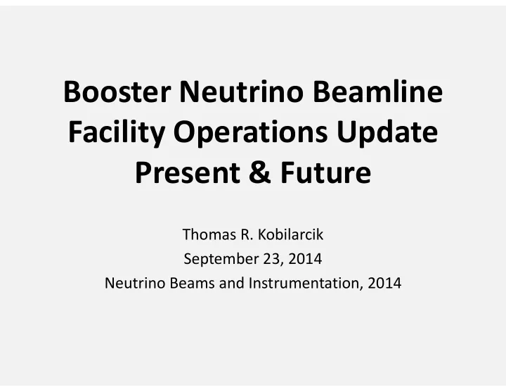booster neutrino beamline facility operations update