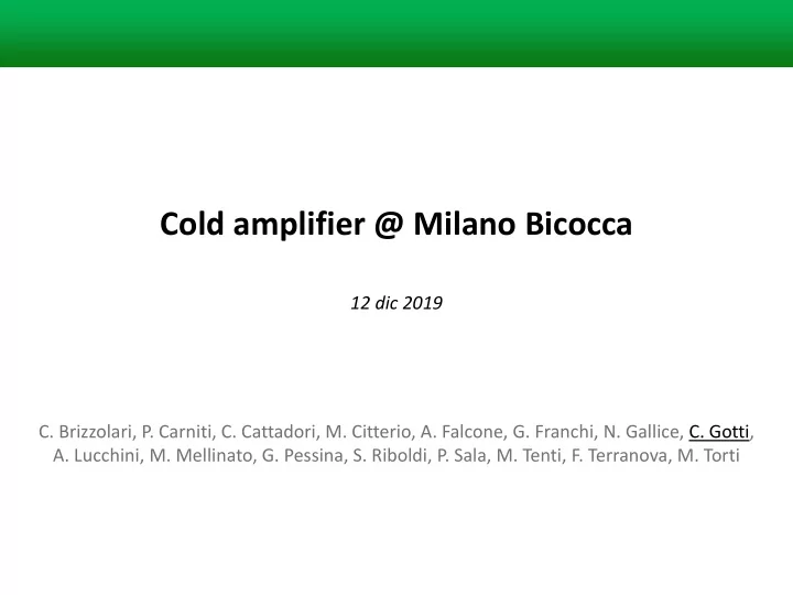 cold amplifier milano bicocca