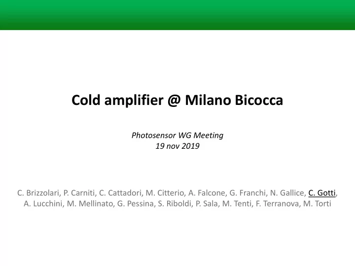 cold amplifier milano bicocca
