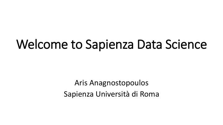 welcome to sapienza data sci cience