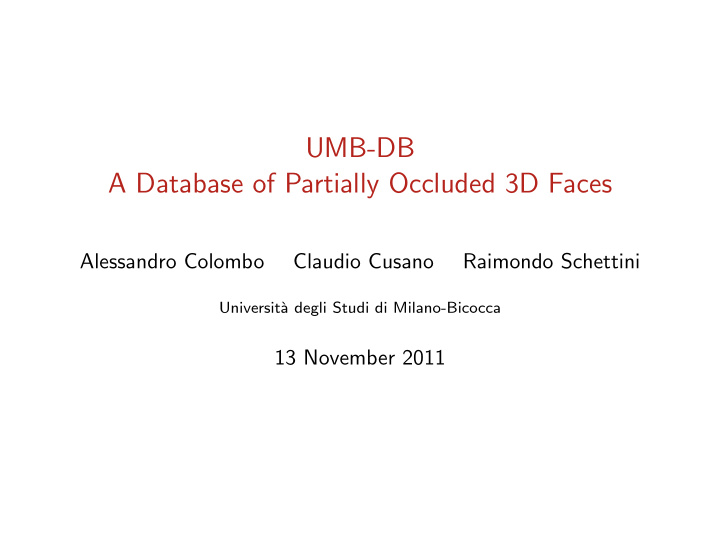 umb db a database of partially occluded 3d faces