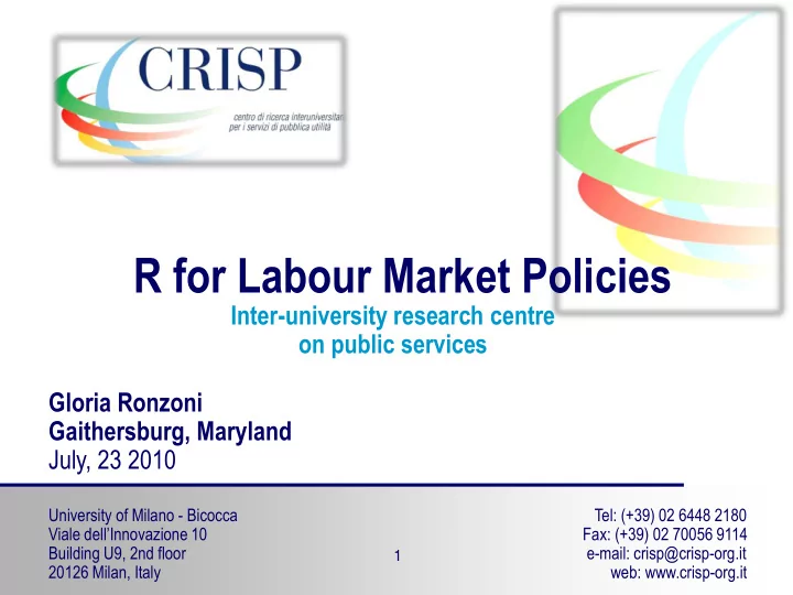 r for labour market policies