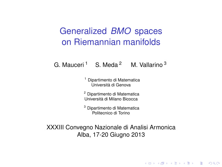 generalized bmo spaces on riemannian manifolds