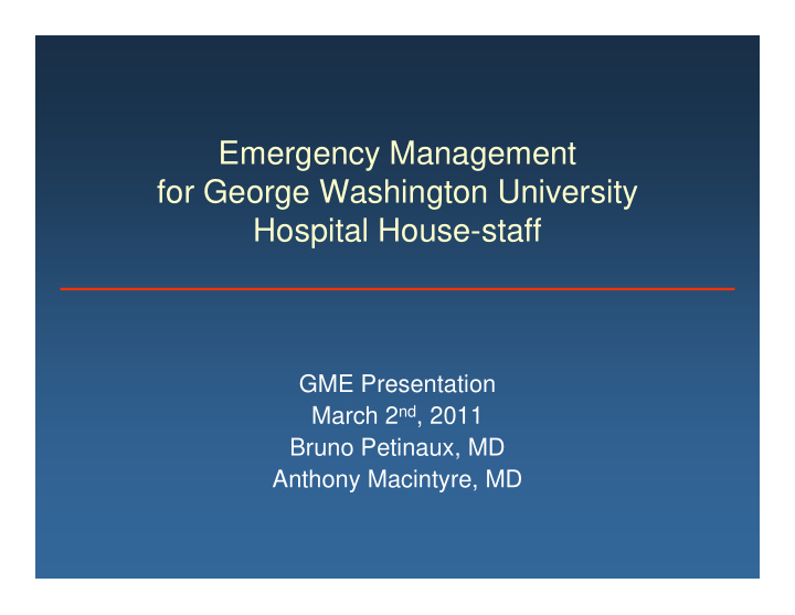 emergency management for george washington university