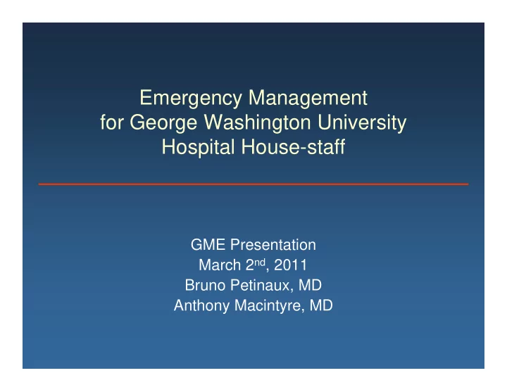 emergency management for george washington university