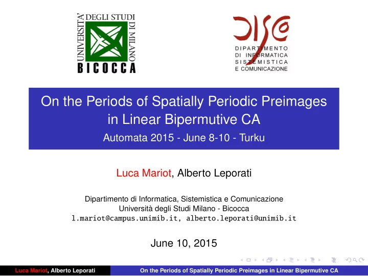 on the periods of spatially periodic preimages in linear