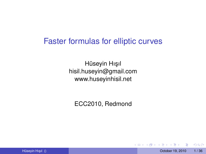 faster formulas for elliptic curves