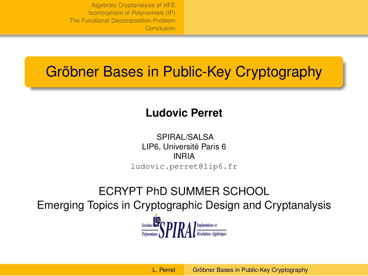 gr bner bases in public key cryptography