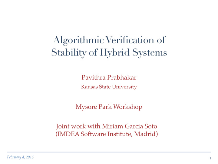 algorithmic verification of stability of hybrid systems