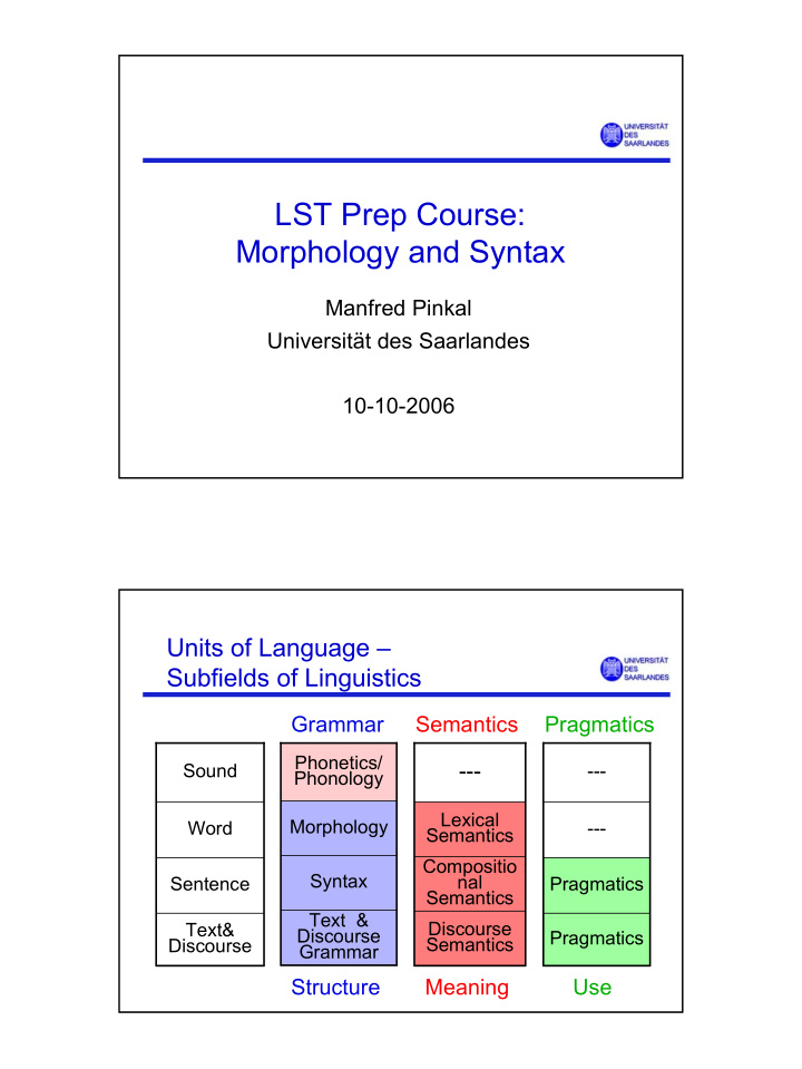 lst prep course morphology and syntax