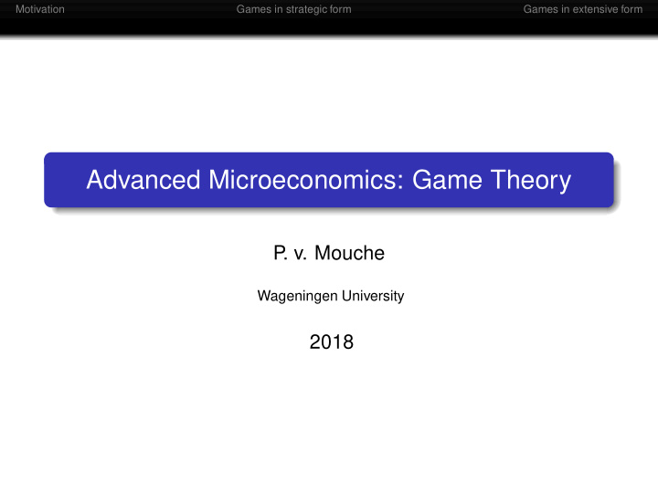 advanced microeconomics game theory