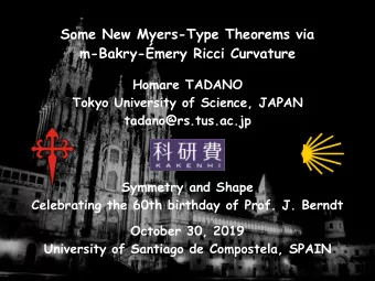 Some New Myers-Type Theorems via  m-Bakry-mery Ricci Curvature  Homare TADANO  Tokyo University