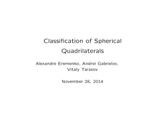 Classification of Spherical  Quadrilaterals  Alexandre Eremenko, Andrei Gabrielov,  Vitaly Tarasov