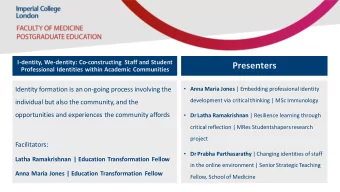 Presenters  Professional Identities within Academic Communities  Anna Maria Jones | Embedding