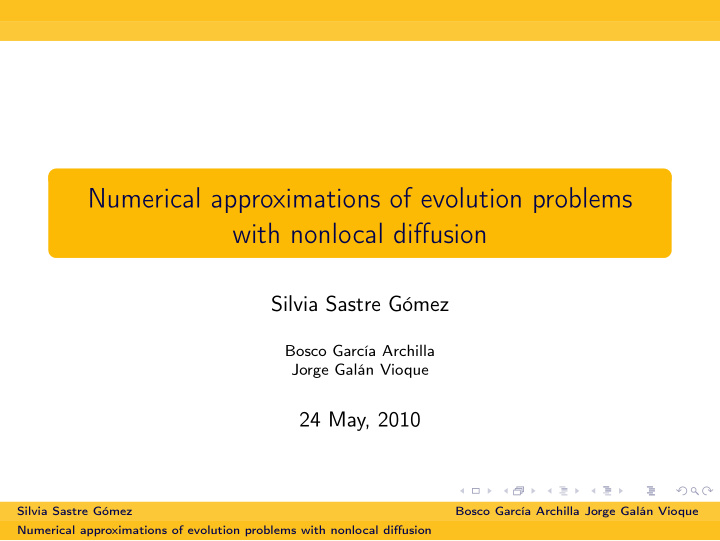 numerical approximations of evolution problems with
