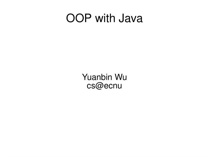 o o p w i t h j a v a