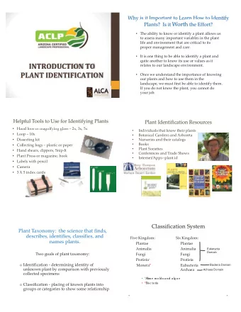 PLANT IDENTIFICATION  Once we understand the importance of knowing  our plants and how to use