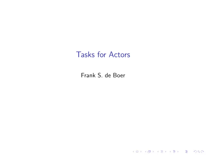 tasks for actors