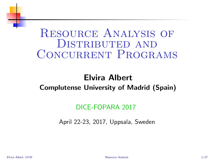 resource analysis of distributed and concurrent programs