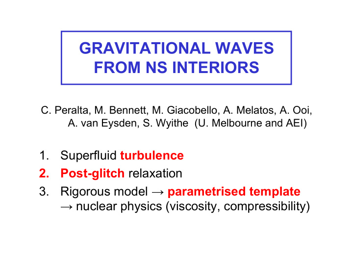 gravitational waves from ns interiors
