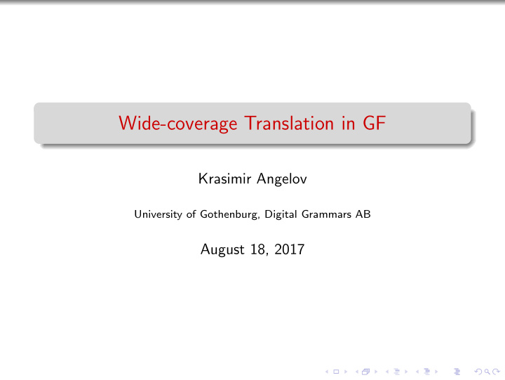 wide coverage translation in gf