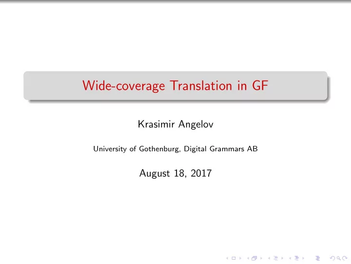 wide coverage translation in gf