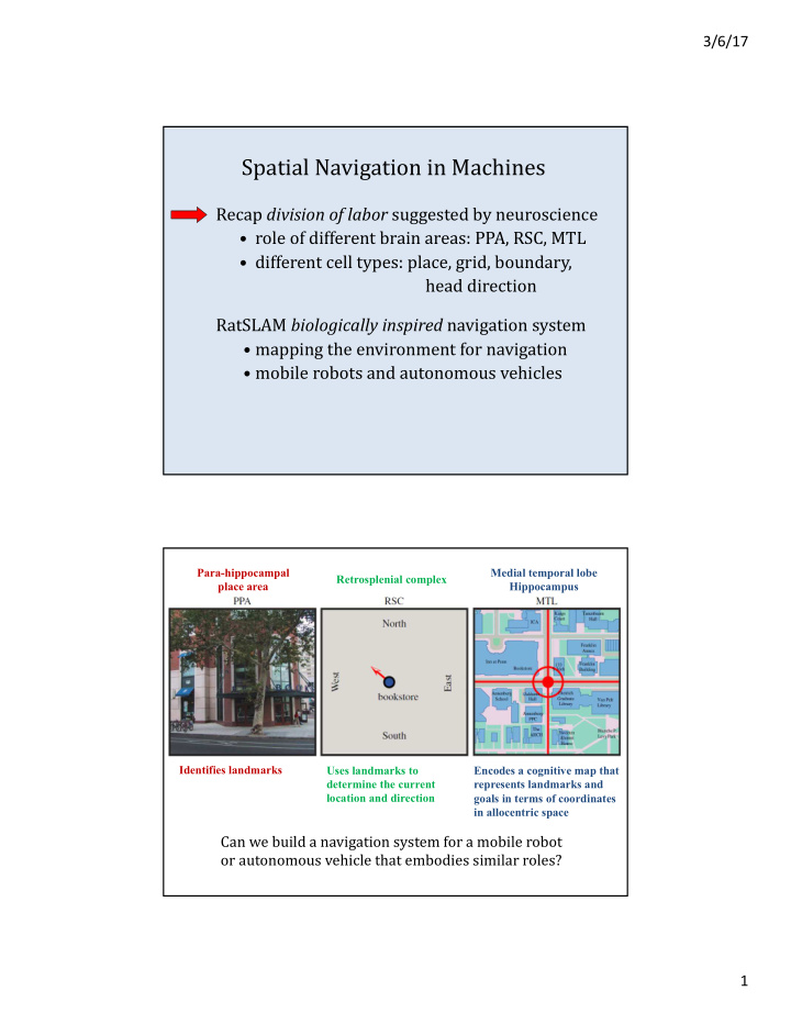 spatial navigation in machines
